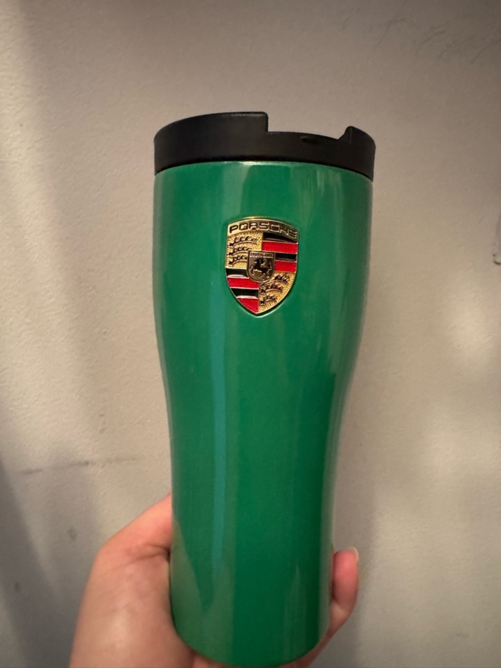 Porsche Green Travel Mug with Crest Logo